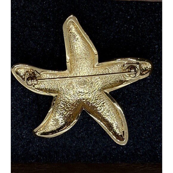 Swarovski Goldtone Starfish Brooch Pin W/ Scattered Clear Crystals Retired Rare - Picture 8 of 11